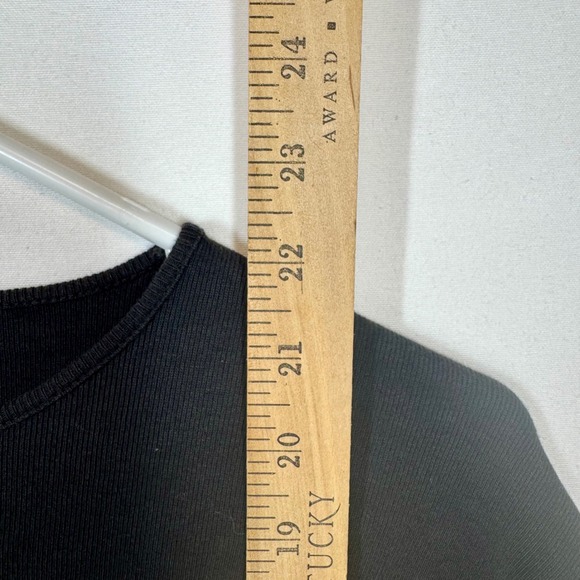 Lauren Ralph Lauren Long Sleeve Top Ribbed Knit Classic Logo Black L - Picture 6 of 8